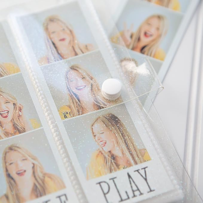 Photo Album For 2X6 Photo Booth Slip In Strips And 4X6 Pictures - 6 Ring Notebook Binder With 20 2 By 6 Sleeves - Fits 80 Photobooth Prints (CLEAR SPARKLE, 2X6) - Image 5