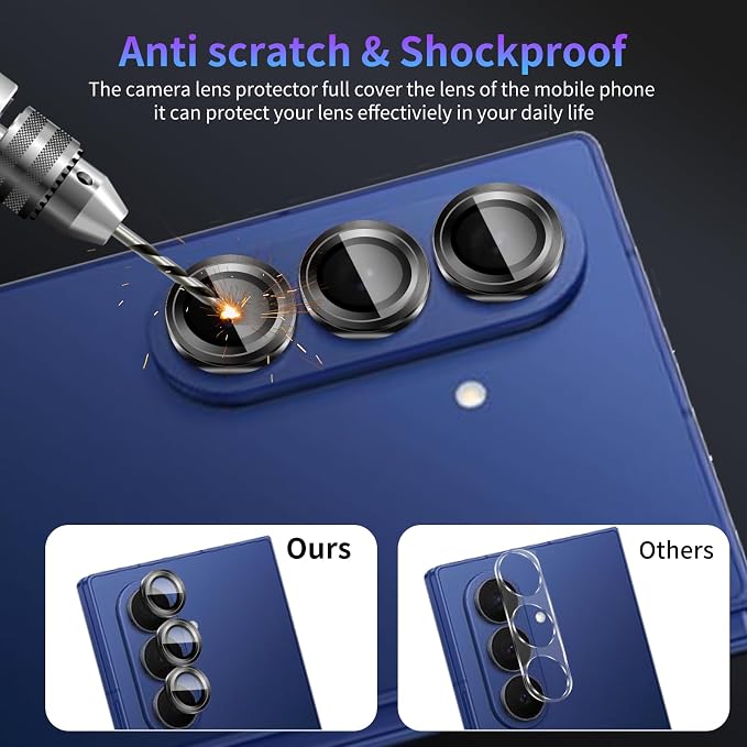 Camera Lens Protector for Samsung Galaxy Z Fold 7,1 Pack | Tempered Metal Glass Camera Cover Film,HD Clear,Anti-Scratch Lens Screen Protector Film,Case Friendly,Black Titanium - Image 4