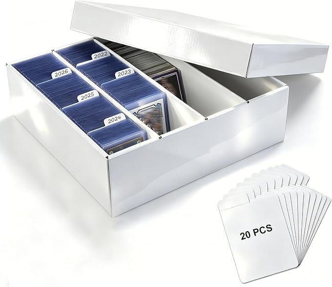 4 Row Toploader Trading Card Storage Box with Divider, Duty Double Wall Box | 1 Pack, Fits 700+ Toploaders or 3800+ TCG Cards, for Bulk Card Storage, for Sports, MTG&PKM Card Storage, Laminated Film by XRACV