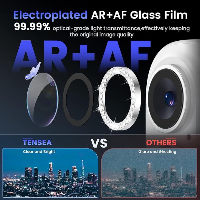 Tensea for iPhone 17 Camera Lens Protector Bling, Camera Screen Cover | Camera Screen Protector, Metal Individual Ring with 9H Tempered Glass for iPhone17, HD Clear, Easy Install, Full Protection - Image 3