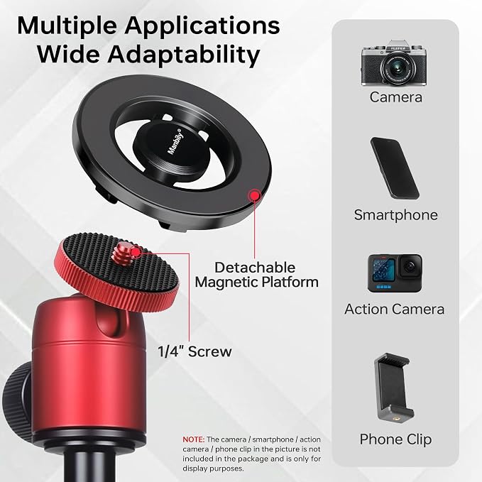 5 in 1 Golf Monopod with Tripod Base, Magnetic Phone Stand for Cameras, Smartphone Selfie Stick with Ground Spike Stake & Extension Bar 1/4’’ Max Height 63’’ (GF-M25) - Image 3