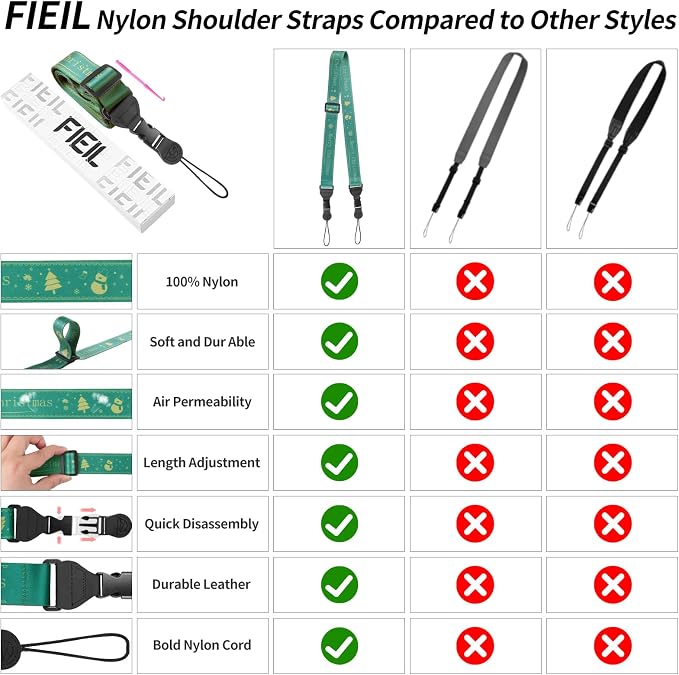 FIEIL 5Pcs Christmas iPad Strap, Adjustable Camera Neck Strap, Comfortable Shoulder Strap for Bags, Cellphone Tablet, Camera, Binocular, An Excellent Christmas Gift Choice -Green - Image 5