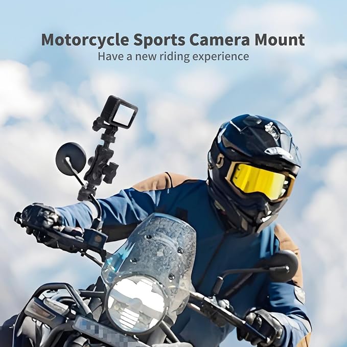 Bike Motorcycle Camera Mount Bundle Kit, 1/4" Screw & Tripod Mount Adapter, 360°Rotating Ball Head Base - Super Clamp Mounting for Most Action Camera, Rearview Mirror(0.35"-0.47") 75015 - Image 5
