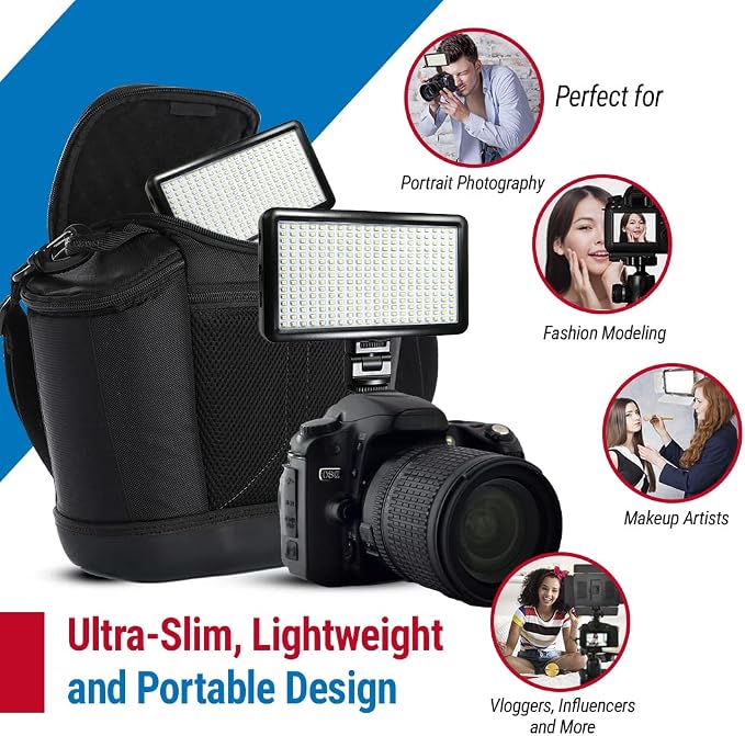 Vidpro LED-530 Photo and Video Light Kit - On Camera Panel LED Light - Adjustable and Dimmable 3200K-5600K Variable Color Light Fits Cameras w/Hot Shoe Includes Rechargeable Battery Diffuser - Image 7
