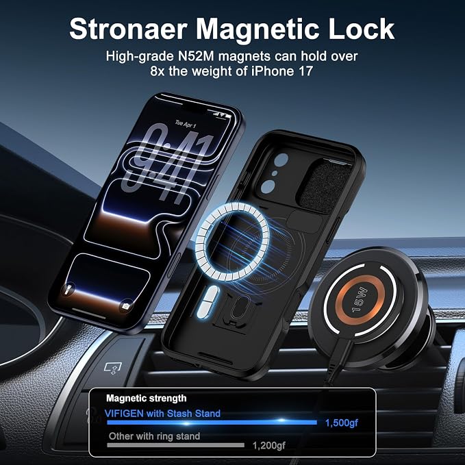 iPhone 17 Pro Max Case with Camera Cover, Magnetic Case with Camera Lens Protector Phone Cover Stand MagSafe for 17 Pro Max Military-Grade Shockproof CASE Kickstand for iPhone 17 Pro Max, 6.9 inch - Image 7