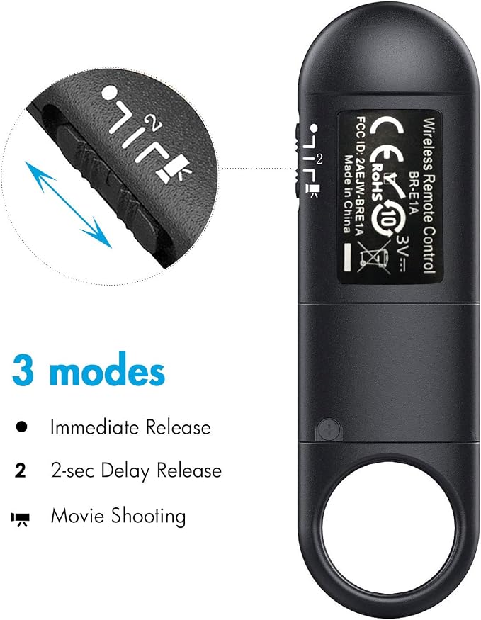 Wireless Camera Remote Shutter Release Control for Canon Replace BR-E1 | for Canon R3/ R7/ R10/ M50/ EOS M6 Mark II/ R/ RP/ 90D/ 6D Mark II / R5/ R6/ 800D/ 850D/ 250D/ Rebel SL2/ T7i / G5 X Mark II - Image 3