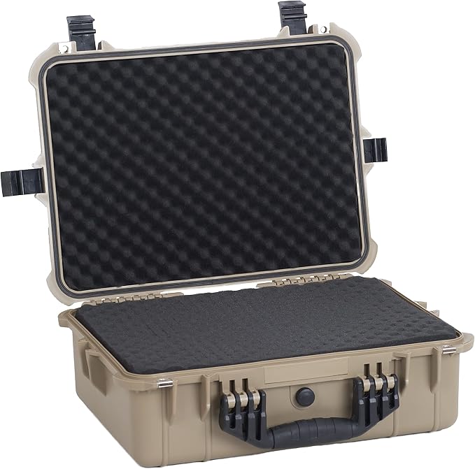 MEIJIA All Weather IP67 Waterproof Hard Camera Case,Hard Protective Case,Hard Case with Customizable Foam,Fit Use of Drones,Camera,Equipments,Pistols(Desert Tan,19.78x15.77x7.41inches) - Image 3