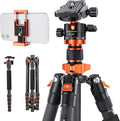 K&F Concept 68" Carbon Fiber Camera Tripod, Metal Ball Head for DSLR | 22lbs Load, Detachable Monopod, Compact Tripods with Phone Mount, Quick Release Plate, O255C4+BH-28L by KFCONCEPT