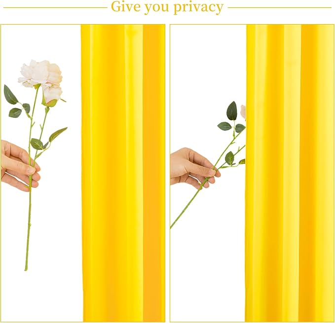 10 Panels Yellow Backdrop Curtain for Parties Wrinkle Free Lemon Yellow Photo Curtains Backdrop Drapes Fabric Decoration for Birthday Party Wedding Baby Shower 50ft(W) x 10ft(H) - Image 7