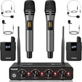 TONOR Wireless Microphone System, Handheld Mic Set with Headset/Lapel Mics | Lavalier Mic with Bodypack Transmitter, Receiver, 60 m/200ft Range Compatible with PA Speaker, for Karaoke, Singing, Church by TONOR