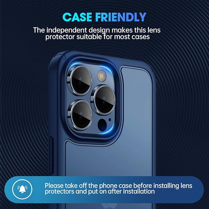 for iPhone 15 Pro/15 Pro Max Camera Lens Protector Cover, Blue | Individual Metal, 9H Hardness, Scratch Resistant, Shockproof, Drop Protection, Case Friendly, Stylish Accessories - Image 6