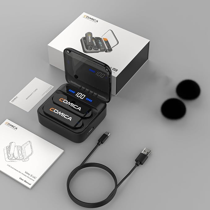 COMICA Vimo S UC Wireless Lavalier Microphone with 656FT Range | 48kHz/24bit Recording, 15H Battery Life with Charging Case, Lapel Microphone Wireless for Video Recording Vlogging - Image 8