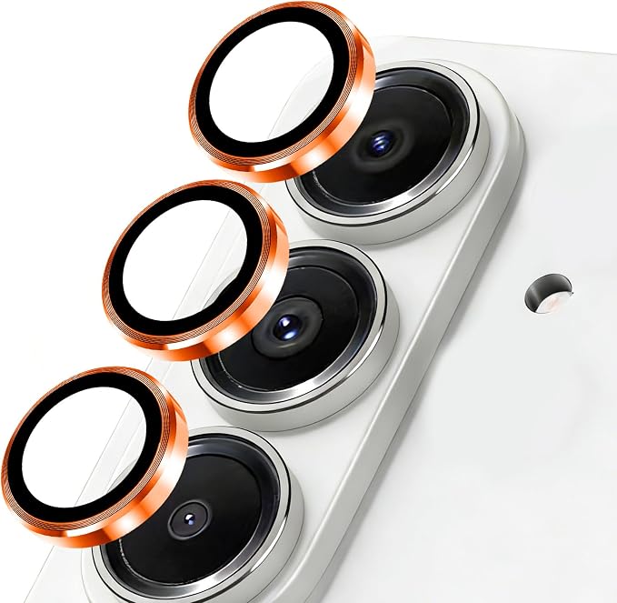 SiHPuoy 2Set Camera Lens Protector for Samsung Galaxy S26/S26 Plus, Orange | 9H+ Tempered Glass, Military Grade Shatterproof,Anti-Scratch, Case Friendly,HD Metal Camera Cover,Does not Affect Night Shots by SiHPuoy