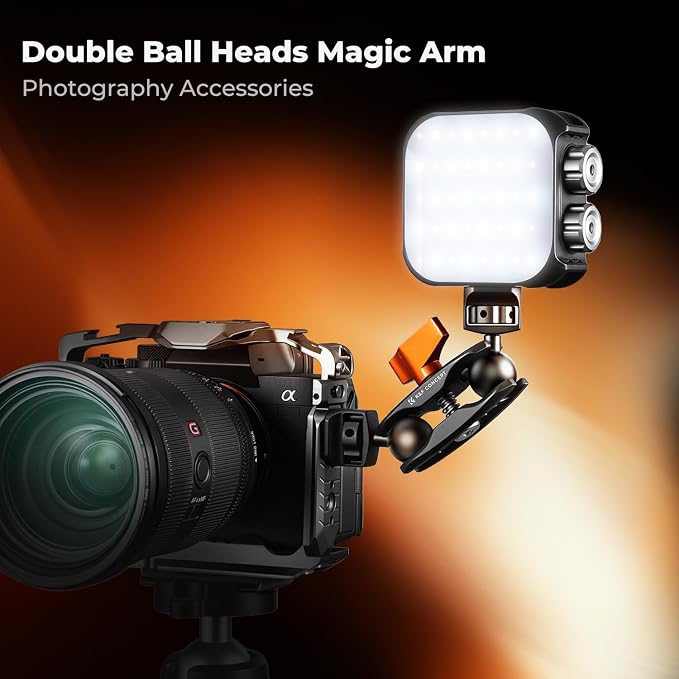 K&F CONCEPT Dual Ball Heads Magic Arm, Articulating Magic Arm | with 1/4"-20 Screw, 360° swivelling Ball Head, Aluminum Alloy Camera Monitor Mount Arm, MS14 - Image 2