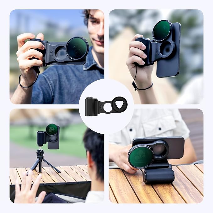 JJC Magnetic Phone Camera Grip with 67mm Filter Adapter Kit, Compatible with iPhone 16 Pro 15 Pro 14 Pro, with Remote Control & 1/4” Tripod Screw for Vlogging Video Recording Mobile Filmmaking - Image 8