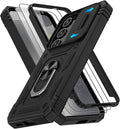 Gritup for Samsung Galaxy S24 Phone Case: S24 Case with 2*Screen Protector | Magnetic Stand & Slide Camera Cover | Shock Proof Military-Grade Funda para S 24 Cover -Black by Gritup