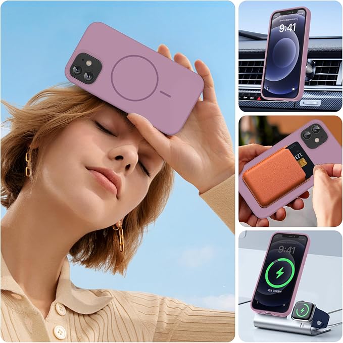 Miracase Magnetic for iPhone 12 Case/iPhone 12 Pro Case, Blackcurrant | Compatible with MagSafe, Anti-Scratch Microfiber Lining, Premium Silicone Shockproof Drop Protection Phone Case for 12/12 Pro - Image 8