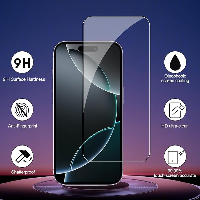 3+3 Pack Glass Screen Protector for iPhone 16 Pro, 6.3 Inch | Camera Lens Protector, HD Clear Tempered Glass Film, Anti-Scratch, Bubble Free, Case-friendly - Image 2
