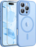 FNTCASE for iPhone 16 Pro Case, Fit for Magsafe, with Screen Protector | Full Camera Protection, Translucent Matte, 14FT Military Grade Drop Proof, Shockproof Protective Phone Cover, Light Blue by FNTCASE