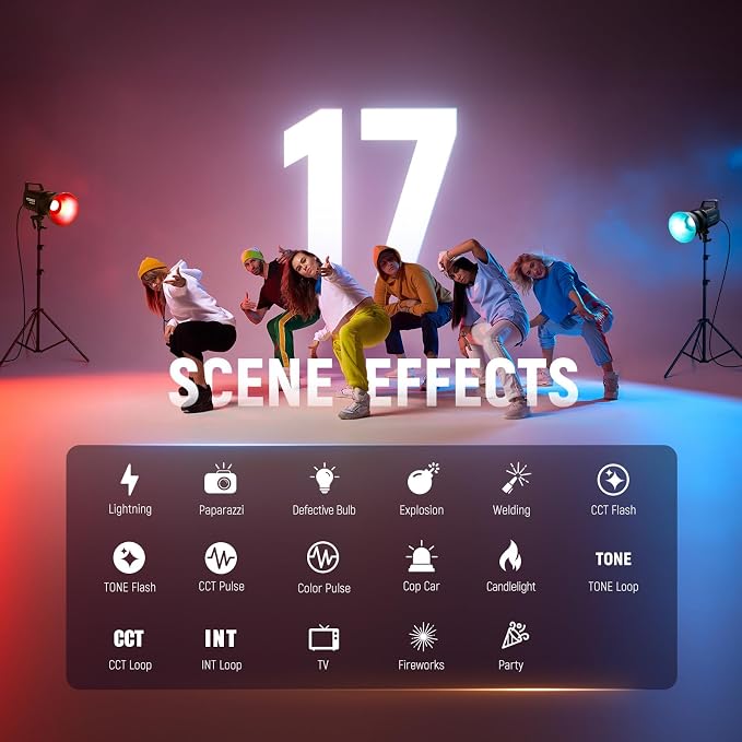 NEEWER FS300C 300W RGB LED Video Light with App/2.4G Control | 17 Effects, 2500K-7500K, 29000Lux/1m COB Continuous Output Lighting, CRI95+/TLCI97+, Bowens Mount Spotlight for Studio Shoots - Image 5