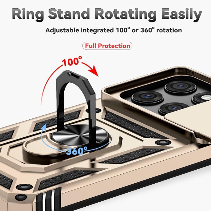 SunStory Compatible with Motorola Moto Edge 2026 Case with HD Screen Protector & Slide Camera Cover & Rotated Ring Kickstand, [Military-Grade] Phone Case for Moto Edge 2026,Gold - Image 4