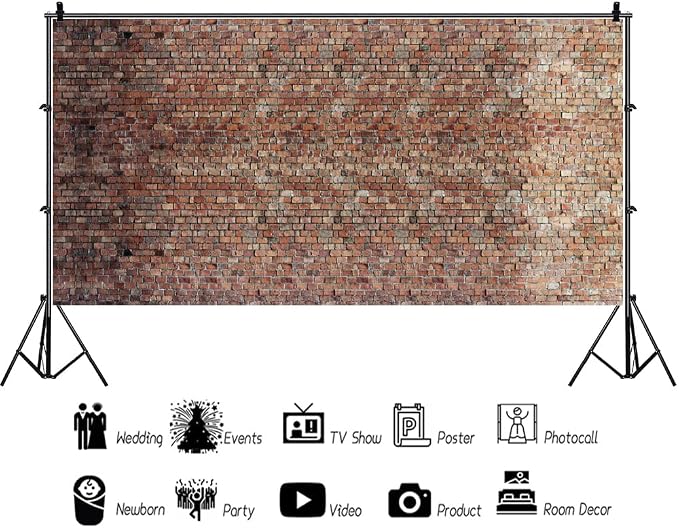 20x10ft Vintage Red Brick Wall Photo Backdrop Newborn Baby Girls Adults Portrait Photography Background Wallpaper Photo Studio Props Large Size 6x3M - Image 2