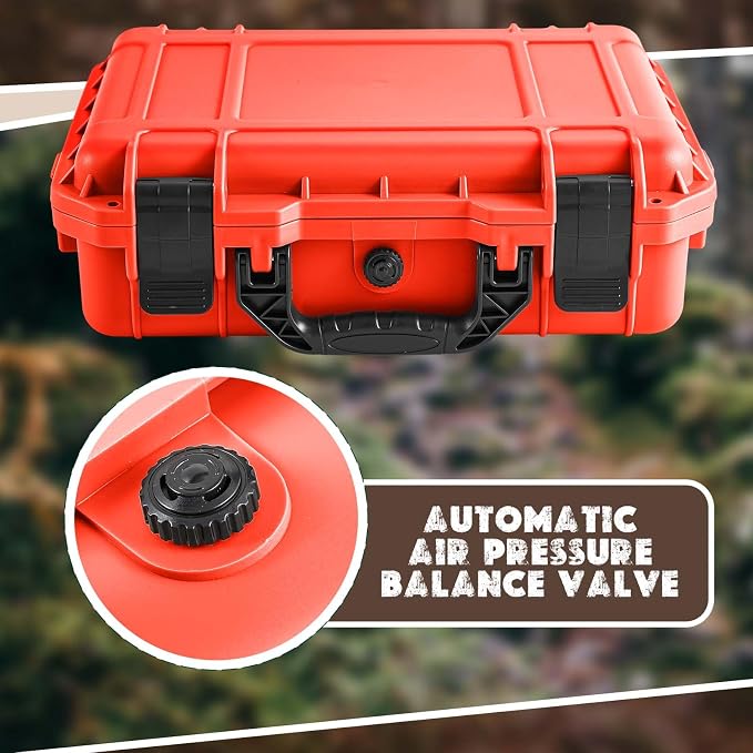 Relaxweex 1 Pcs Waterproof Hard Case with DIY Customizable Foam Insert Portable Protective Case with Knife for Camera Drones Equipments Tools Test Instruments(Reddish Orange,8.5 x 6.5 x 3.7 Inch) - Image 4