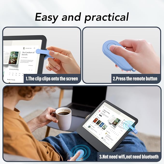 Remote Control Page Turner for Kindle Paperwhite Oasis Kobo eReaders,Kindle Clicker Page Turner Accessories for iPhone,iPad, Android Tablets Reading Novels,Video Record&Shutter Selfie (Blue) - Image 4