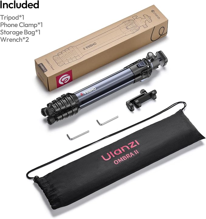 ULANZI Ombra ⅡCamera Tripod 61.5 Inch, 360° Ball Head Travel Tripod Stand with Uka Quick Release Plate for DSLR Sony Canon Fujifilm Camera Smartphone Vlogging Photography with Phone Mount Carry Bag - Image 9