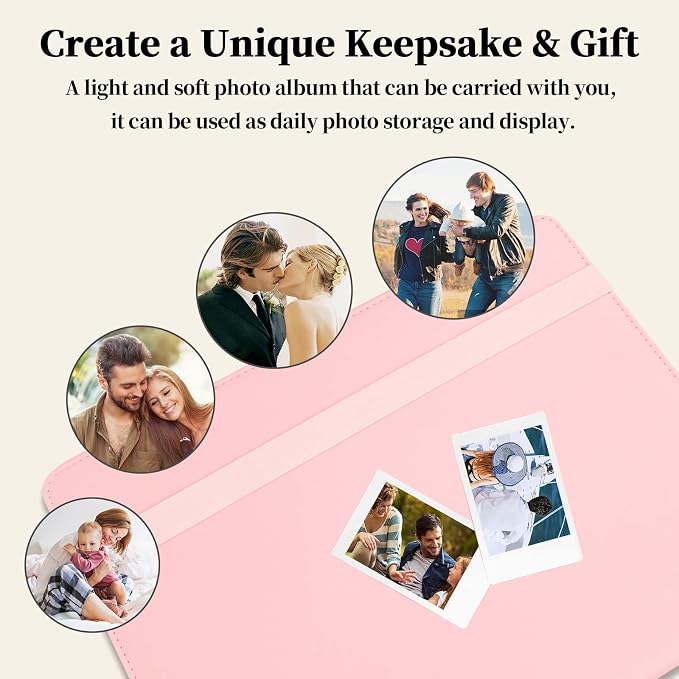 Veicevol 400-Pocket 2x3 Photo Album for Instax Mini and Polaroid, Pink | PU Leather Cover Keeps, Fits Instax Mini and Polaroid 2x3 Photos, Protects Travel, Wedding and Family Memories - Image 5