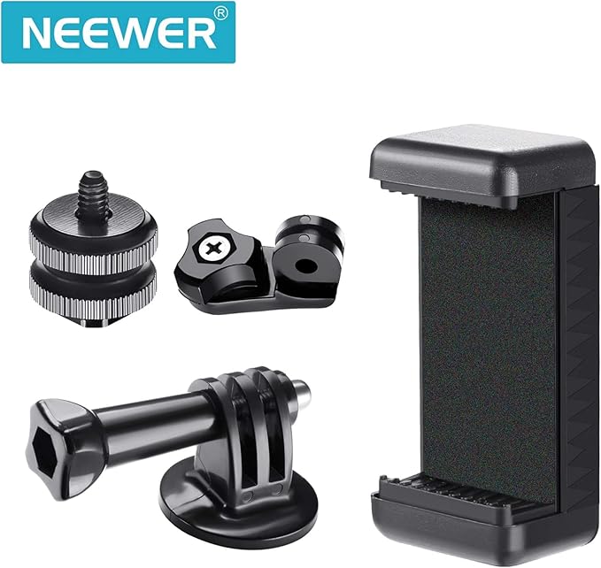 NEEWER Phone Holder/Hot Shoe Mount Adapter Kit Action Camera Mount Compatible with GoPro Hero 12 11 10 9 8 7 6 5 DJI OSMO Action 4 3 2 iPhone 15 Pro Max 14 13 Pro Samsung S23 for DSLRs Ring Light - Image 3