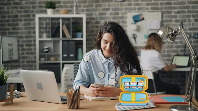 Comecase Dual SSD Case for SanDisk Extreme Portable SSD and Extreme PRO | Holds 2 Drives & 12 SD Cards, Elastic Strap Fit 500GB/1TB/2TB/4TB/8TB, Cable Groove & Carabiner for Travel,Sky Blue,Box Only - Image 9
