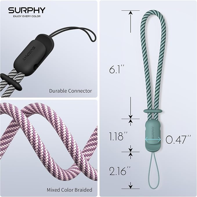 SURPHY 3 Pack Phone Wrist Strap, Phone Lanyard with Cellphone Tether Tab | Phone Strap Charm, Camera Wrist Strap with 2-Color Braided, Phone Wristlet, Wrist Lanyard for Case - Image 7