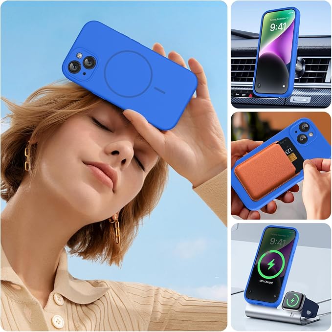 Miracase Silicone & Magnetic for iPhone 14 Case, Mediterranean Blue | Compatible with MagSafe, Soft Microfiber Lining, Premium Silicone Cover Shockproof Drop Protection Phone Case for 14 - Image 6