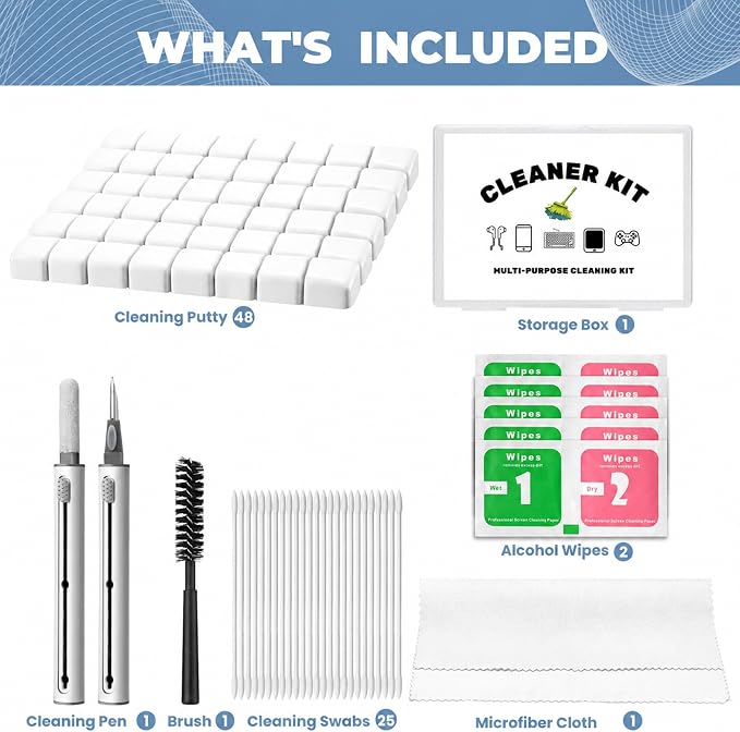 Upgraded for Airpod Cleaner Kit (81 PCS), Multi-Tool with Cleaning Pen, Putty & Swabs, Removes Earwax & Dust, Compatible with AirPods Pro 2 3, Earbud, Headphones, Phone & Charging Port, White - Image 7