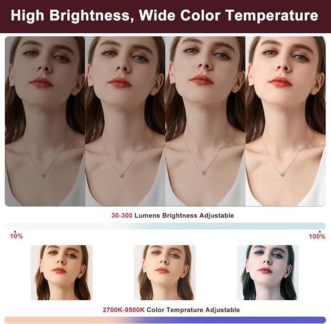 Selfie Light for iPhone with Makeup Mirror–360° Rotation | CRI 97+, 2700K-9500K 300 Lumens Ring Light for Phone, iPhone Photography Video TikTok Zoom Makeup - Image 4