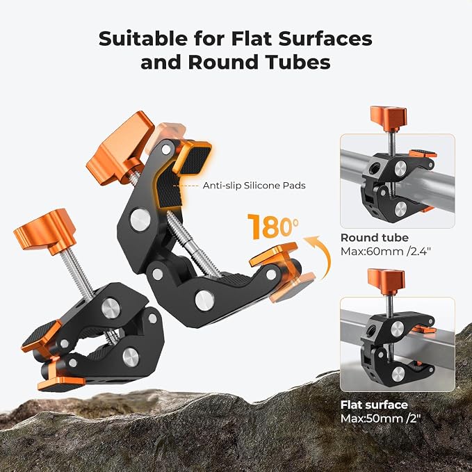 K&F CONCEPT 22" Magic Arm Clamp Kit, Overhead Desk Camera Mount, Long Articulating Friction Boom Arm for Phone, Action Camera, LED Light, Microphone | Long Articulating Friction Boom Arm for Phone, Action Camera, LED Light, Microphone, MS63 - Image 5