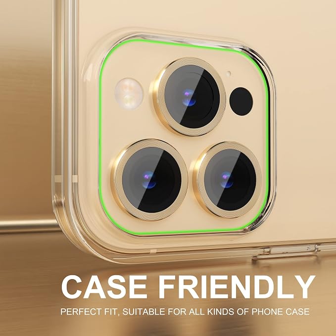 Choiche for iPhone 14 Pro/iPhone 14 Pro Max Camera Lens Protector | Ultra HD, 9H Tempered Glass Camera Cover Screen Protector Metal Ring Decoration Accessories (Gold) - Image 4