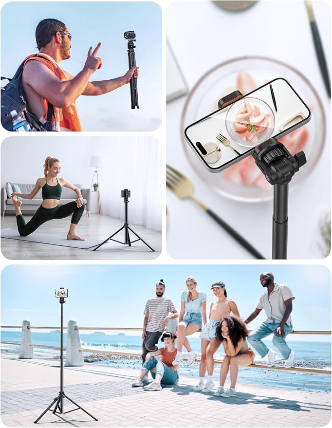 86'' Phone Tripod & Selfie Stick, Tripod for iPhone with Detachable Remote, Portable Phone Tripod Stand for Video Recording, Travel Tripod for Cell Phone, Compatible with Smartphones, DSLR - Image 7