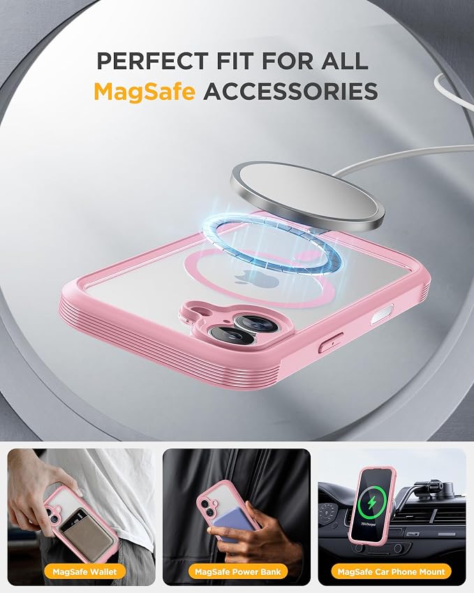 Miracase for iPhone 17 Case with Privacy Screen Protector, Light Pink | Compatible with MagSafe, 360° Full Body Protection, Full Camera Protection, Military-Grade Shockproof Phone Case 6.3" - Image 6