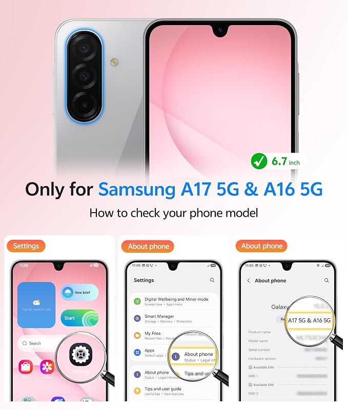 FNTCASE for Galaxy A17/A16 5G Phone Case, Fit for Magsafe, Screen Protector | Translucent Matte, 14FT Military Grade Drop Protection, Slim Shockproof Protective, for Samsung A 17 A 16 Cover, Light Pink - Image 2