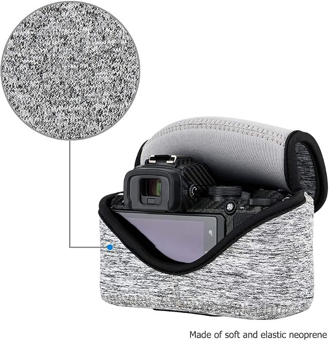 Neoprene Camera Sleeve Case for Nikon Z50II/Sony ZV-E10 II +16-50mm lens | fits for X-T50 + XC15-45mm Compact Camera, 6mm thick Neoprene, Anti Scratch. Touch-fastening flap. without strap, - Image 4