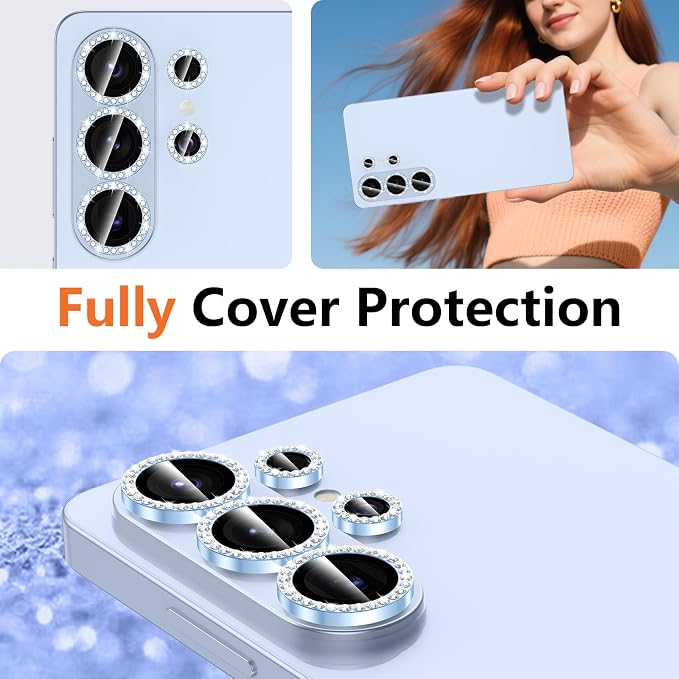for Samsung Galaxy S26 Ultra Camera Lens Protector, Individual Metal Ring Tempered Glass Lens Cover, [Strong Adsorption] Scratch Resistant Ultra-Thin HD Clear Lens Cover, 1 Set-Blue Diamond - Image 8