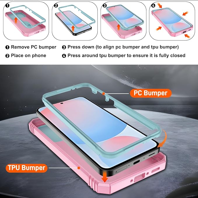 Gritup for Samsung A56 Case: A56 Samsung Phone Case with 2*Screen Protector, Magnetic Stand & Slide Camera Cover, Shock Proof Military-Grade Funda para Galaxy A 56 Cover, Green+Pink - Image 3