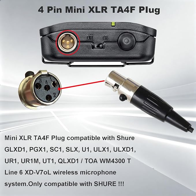 Replacement Lavalier Microphone Compatible with Shure Wireless Bodypacks–Condenser Lapel Mic with TA4F Mini 4-Pin Connector for Shure Bodypacks Transmitters for Singers, Speakers,Performers - Image 3