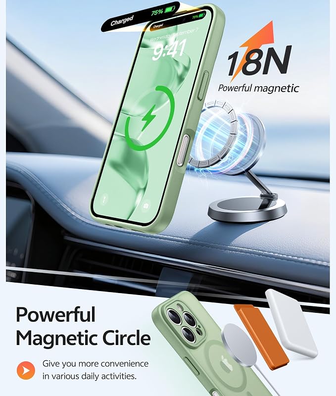 FNTCASE for iPhone 16 Pro Case, Fit for Magsafe, with Screen Protector | Full Camera Protection, Translucent Matte, 14FT Military Grade Drop Proof, Shockproof Protective Phone Cover, Light Moss - Image 3