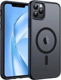 FNTCASE for iPhone 11 Pro Max Case, Fit for Magsafe, Translucent Matte Back | Magnetic Phone Cases, 14FT Military Grade Drop Protection, Slim Shockproof Protective Cover, Black by FNTCASE