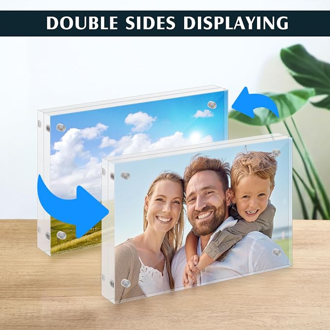 Kigley 6 Pcs 4 x 6 Inch Acrylic Picture Frames, Clear Acrylic Photo Business Card Frame Desktop Display Double Sided Wallet Size Frame Freestanding Frames for Film Photos Cards Stamp - Image 5