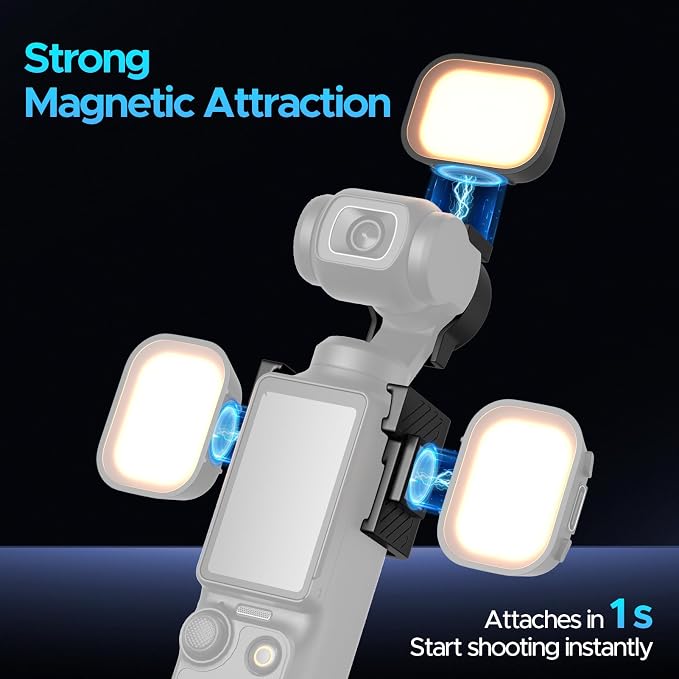 EMART Magnetic DJI Osmo Pocket 3 Light, LED Rechargeable Video Lighting | 3 Color & Brightness Levels, Magnetic Mount, Portable Mini Selfie Fill Light, Accessories for Xtra Muse Vlogging Recording - Image 2