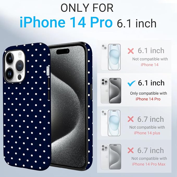 TPU Phone Case for iPhone 14 Pro, MagSafe Wireless Charging Compatible, Shockproof Slim Fit Protective Cover with Anti-Yellowing & Raised Camera Protection (Polka dot 7, iPhone 14 Pro) - Image 2